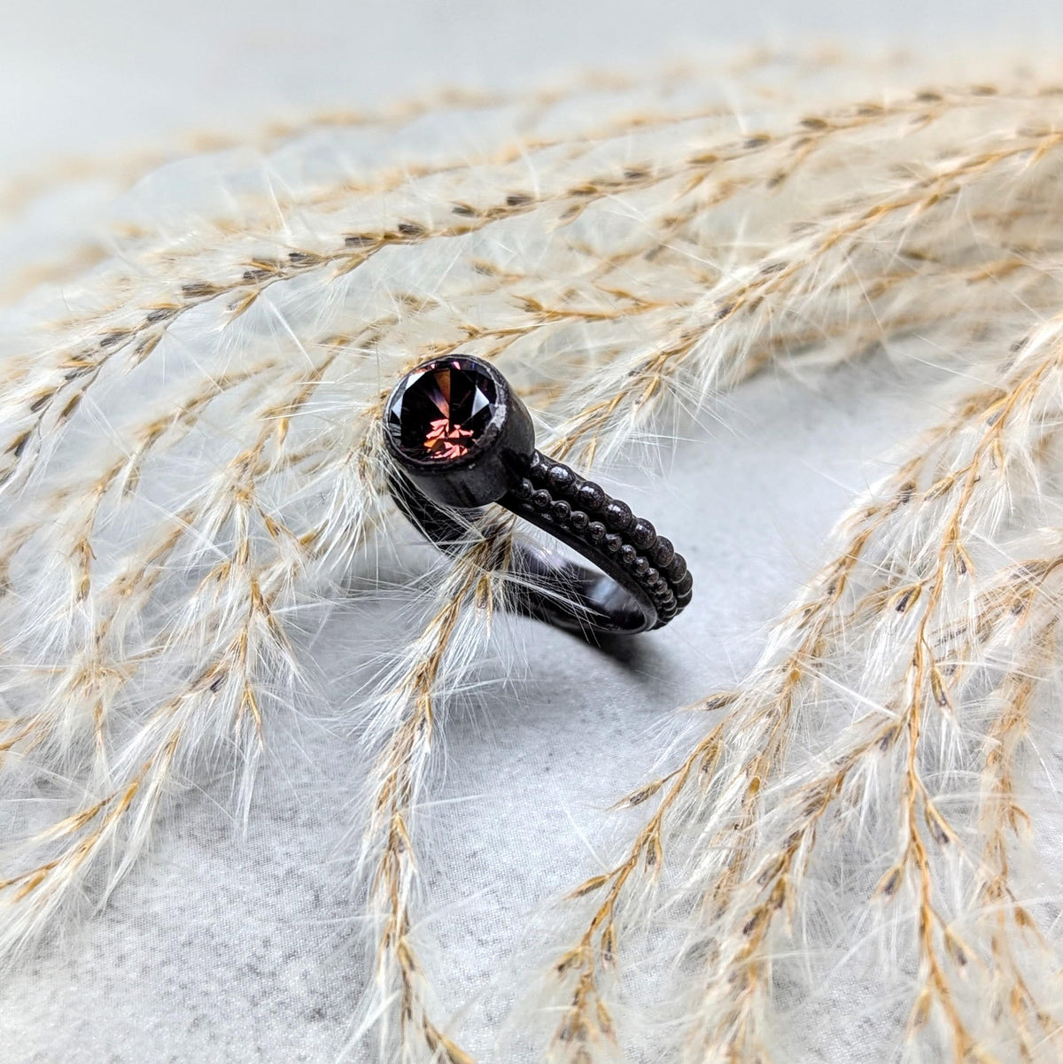 Umber cubic zirconia silver ring