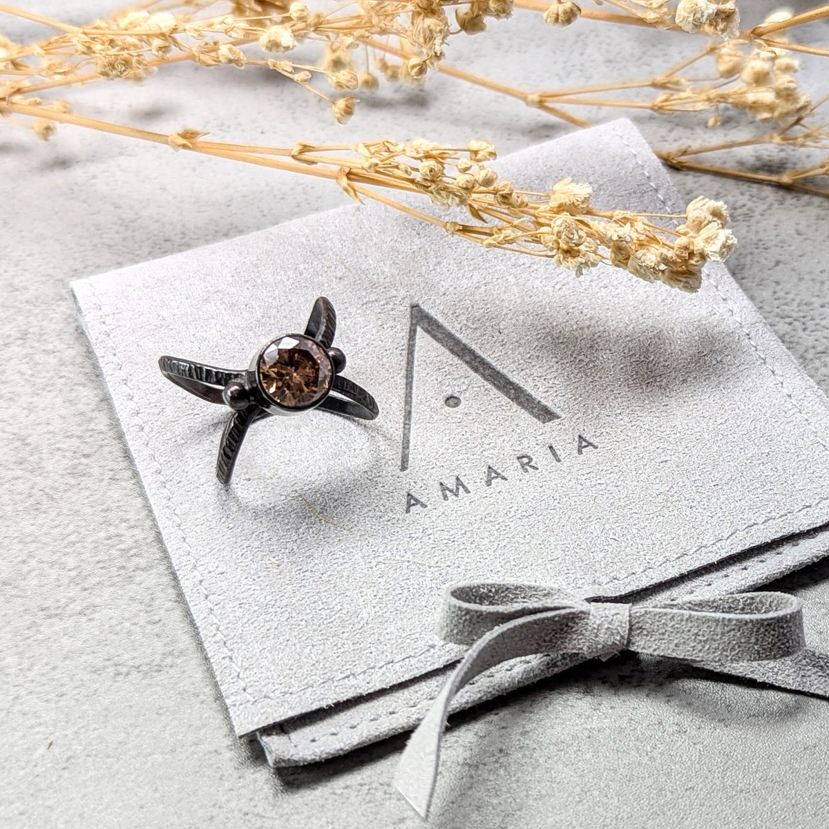 Golden cubic zirconia silver ring