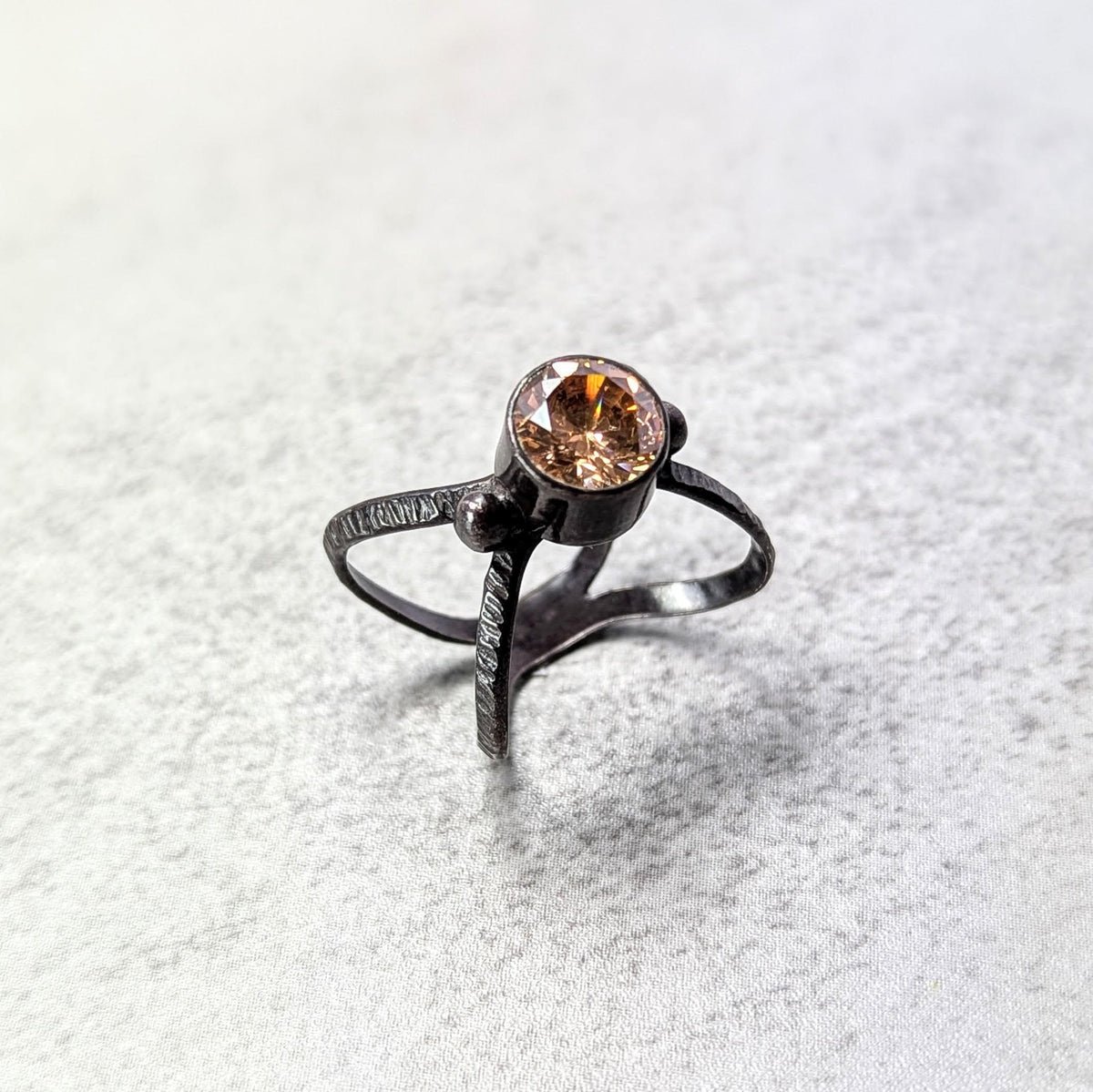 Golden cubic zirconia silver ring