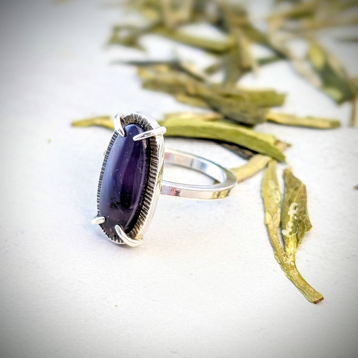 Sage Amethyst silver ring