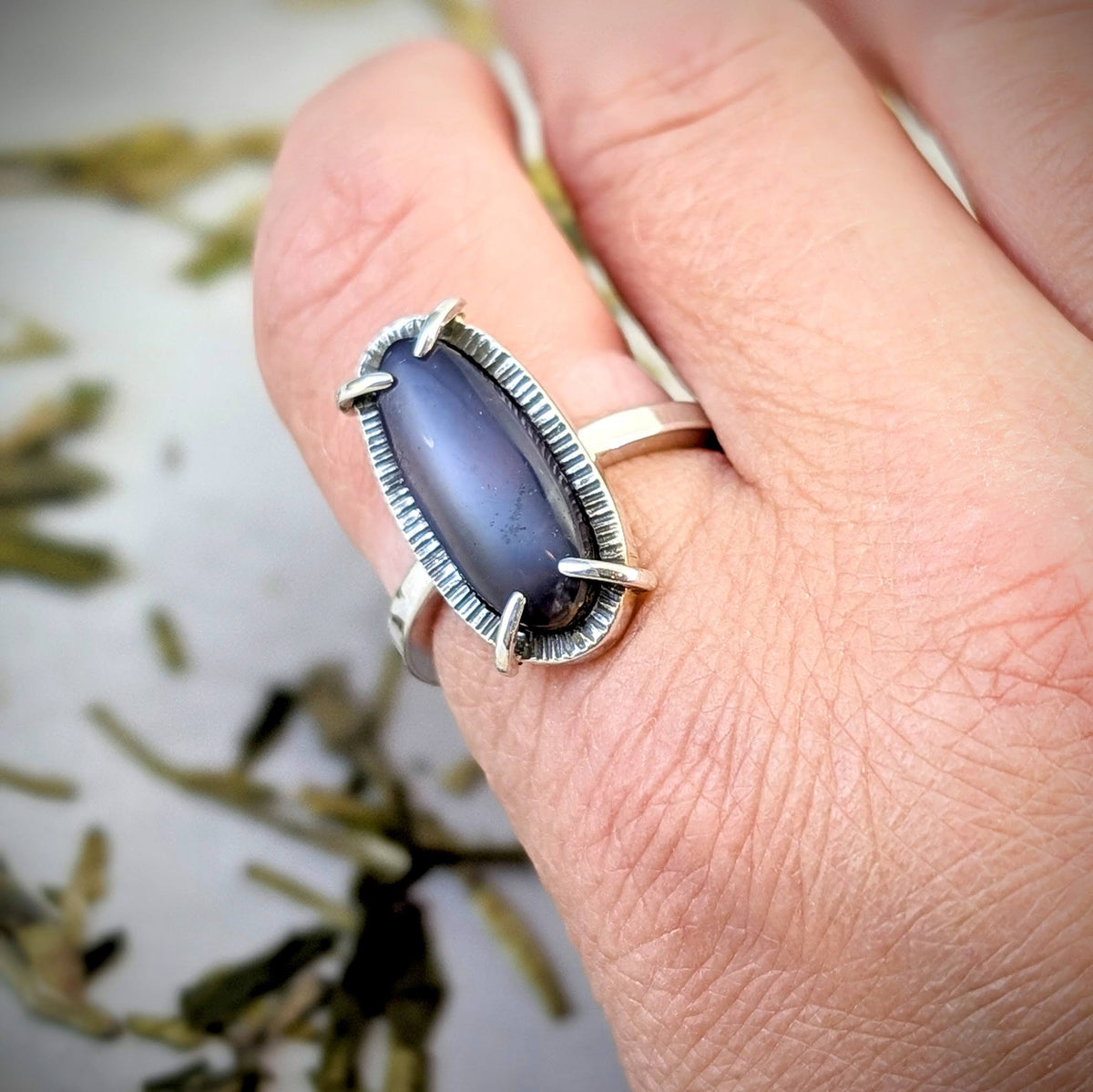 Sage Amethyst silver ring