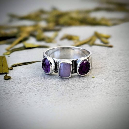 Holley Blue and Amethyst silver ring