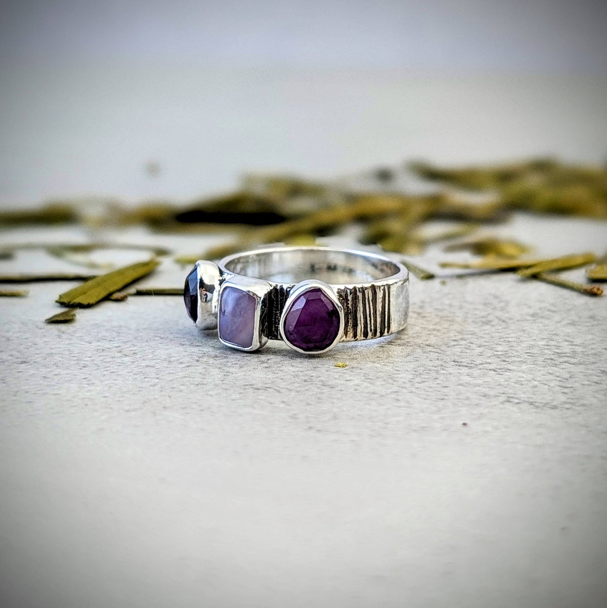 Holley Blue and Amethyst silver ring