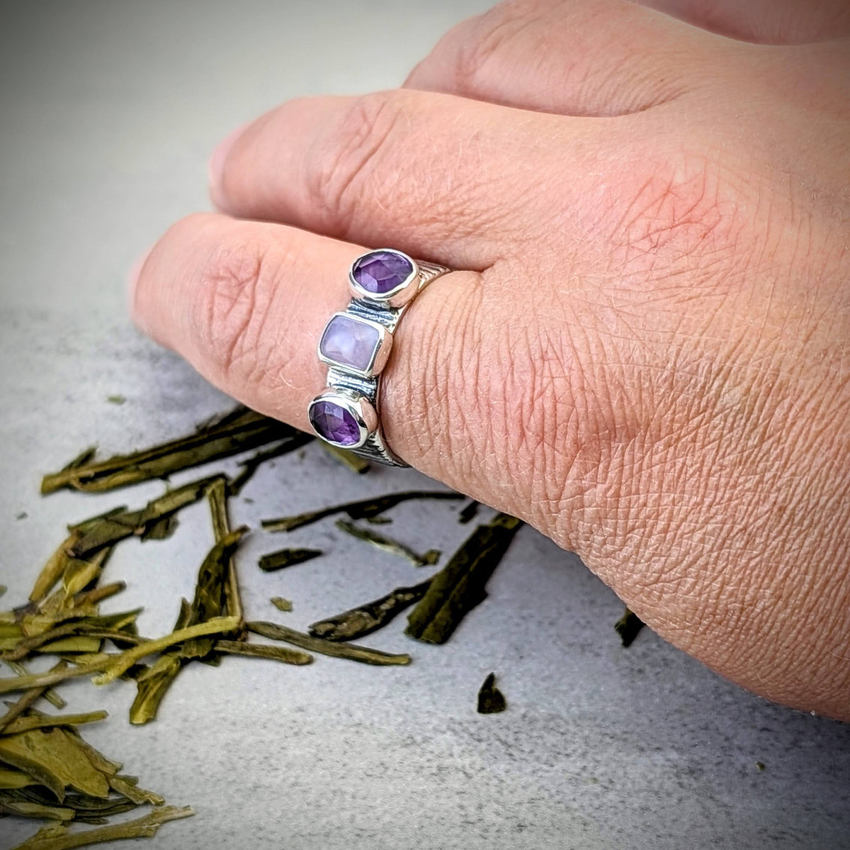 Holley Blue and Amethyst silver ring