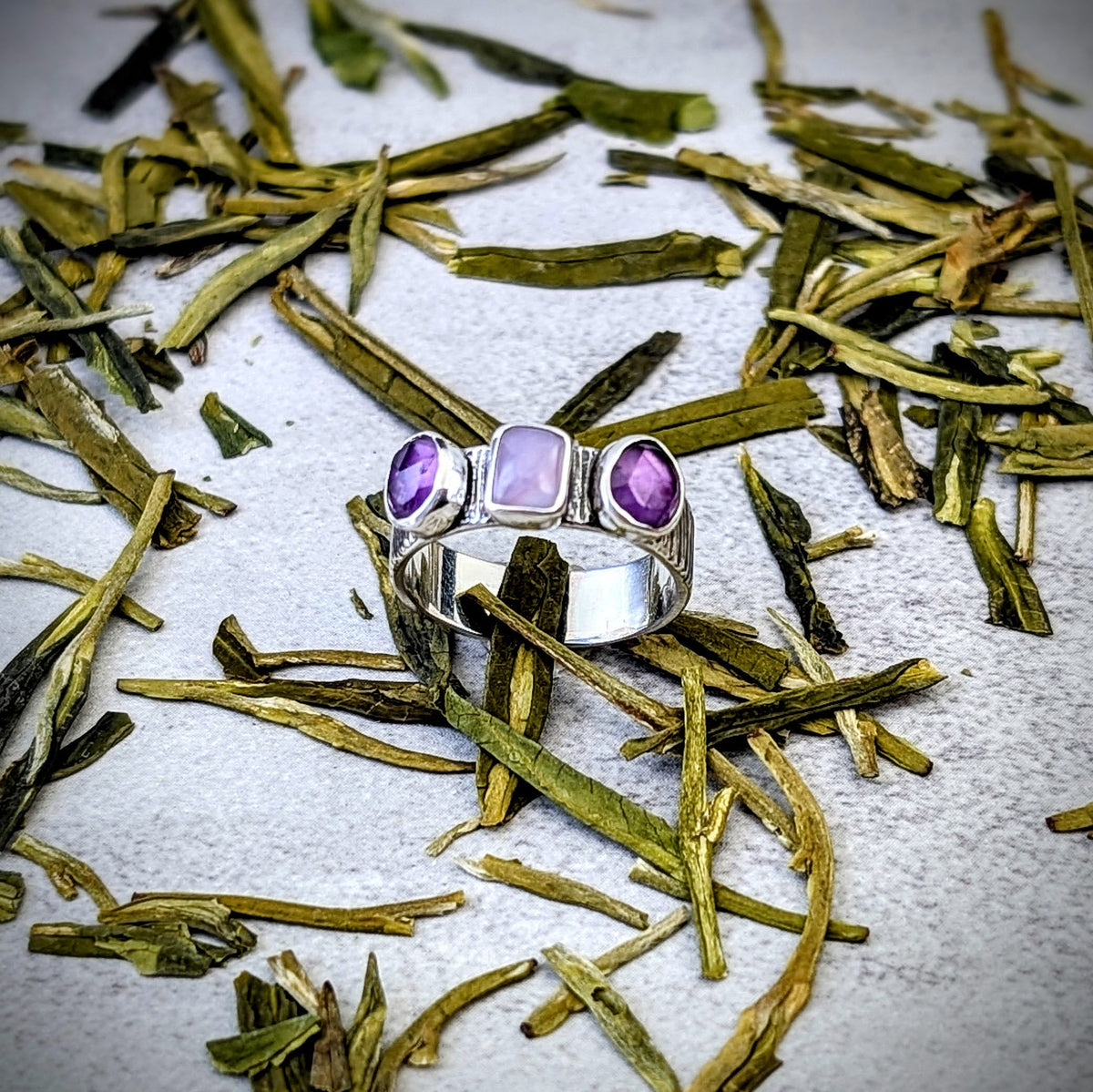 Holley Blue and Amethyst silver ring