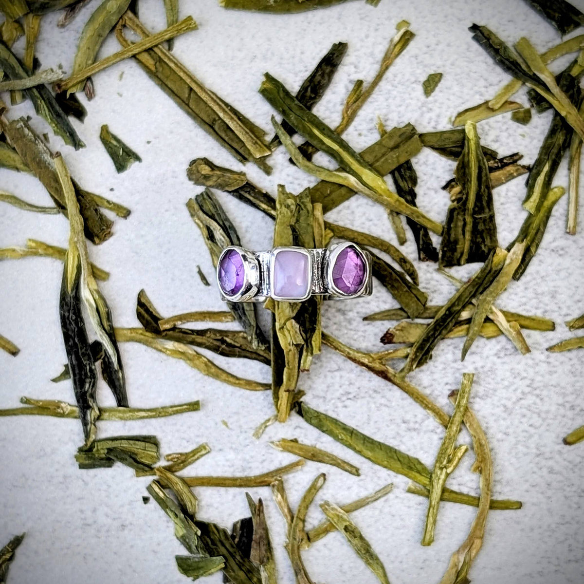 Holley Blue and Amethyst silver ring