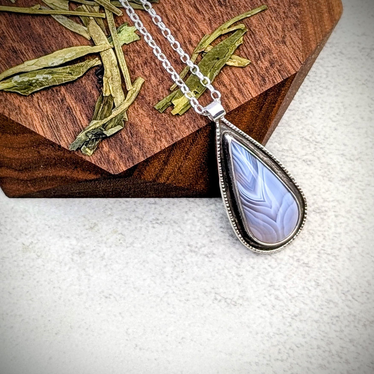 Purple Chalcedony silver pendant
