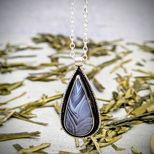 Purple Chalcedony silver pendant