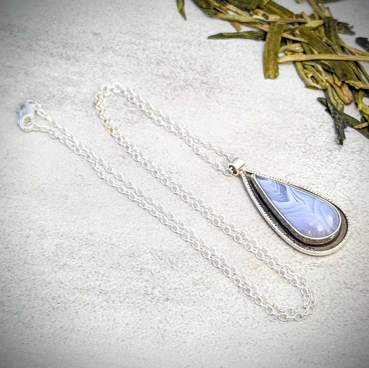 Purple Chalcedony silver pendant