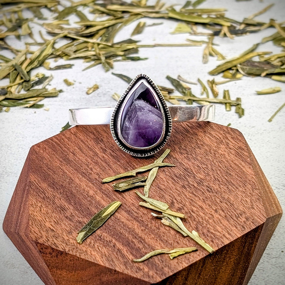 Amethyst silver cuff