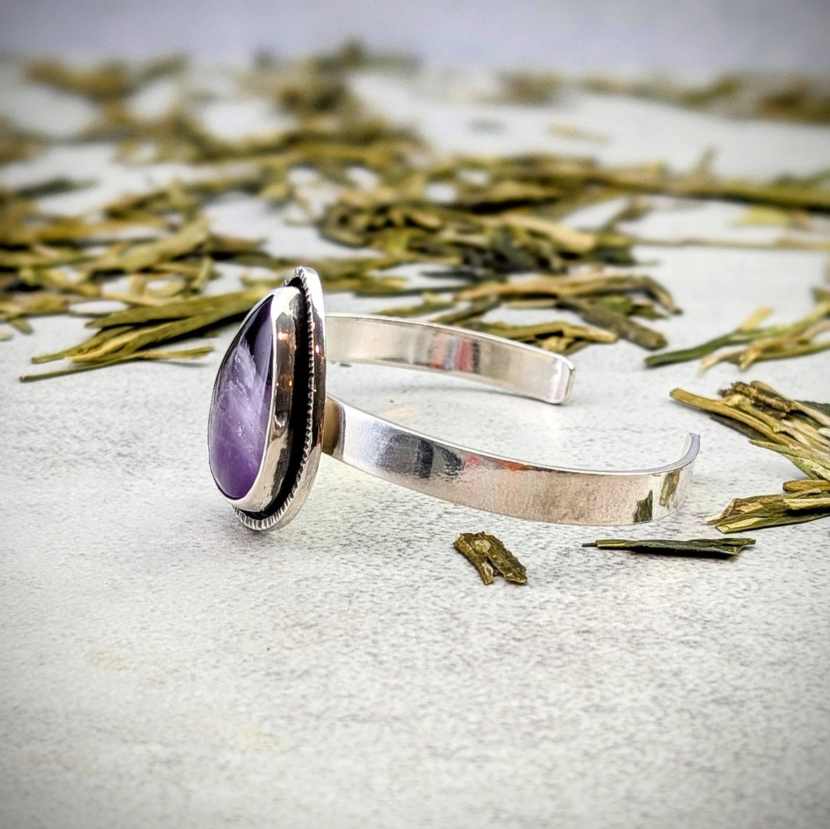 Amethyst silver cuff