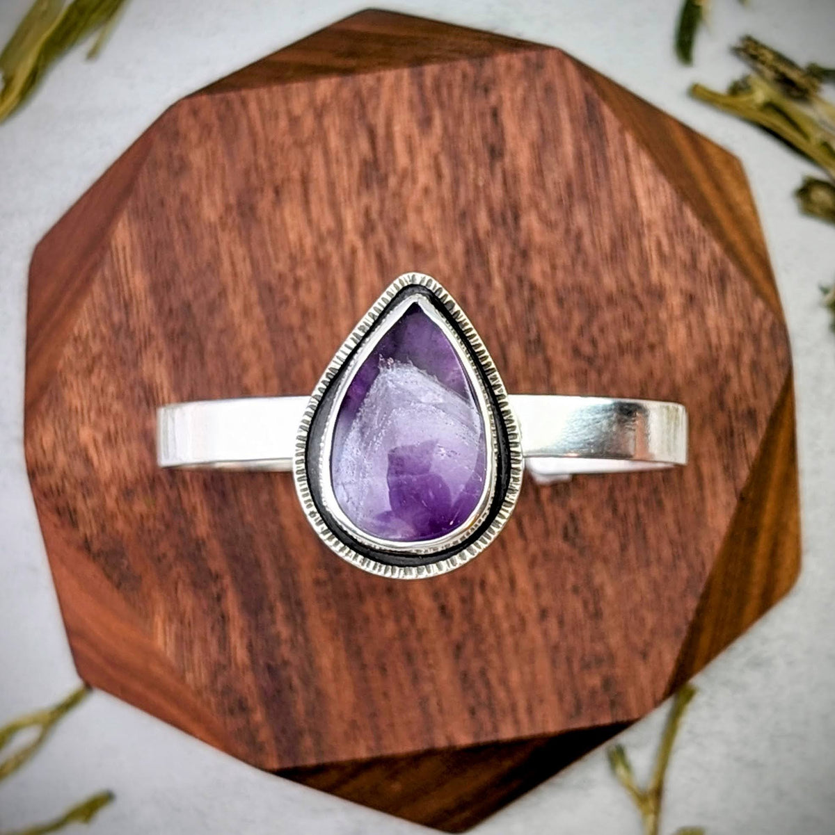 Amethyst silver cuff