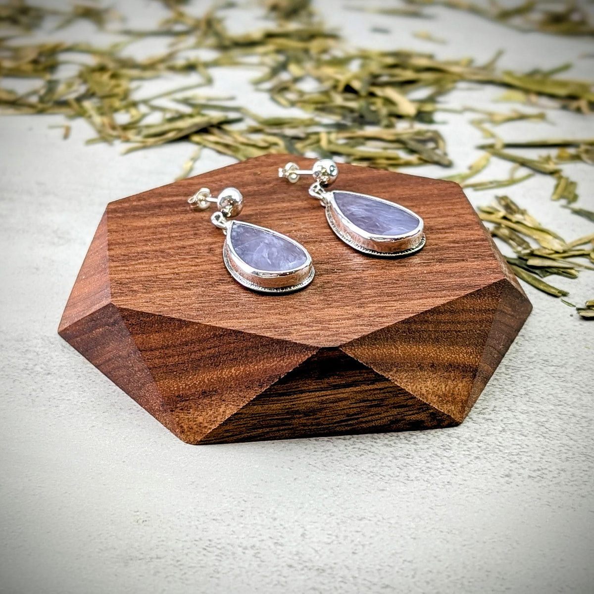 Purple Chalcedony silver earrings