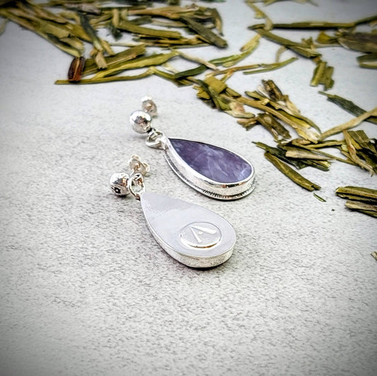 Purple Chalcedony silver earrings