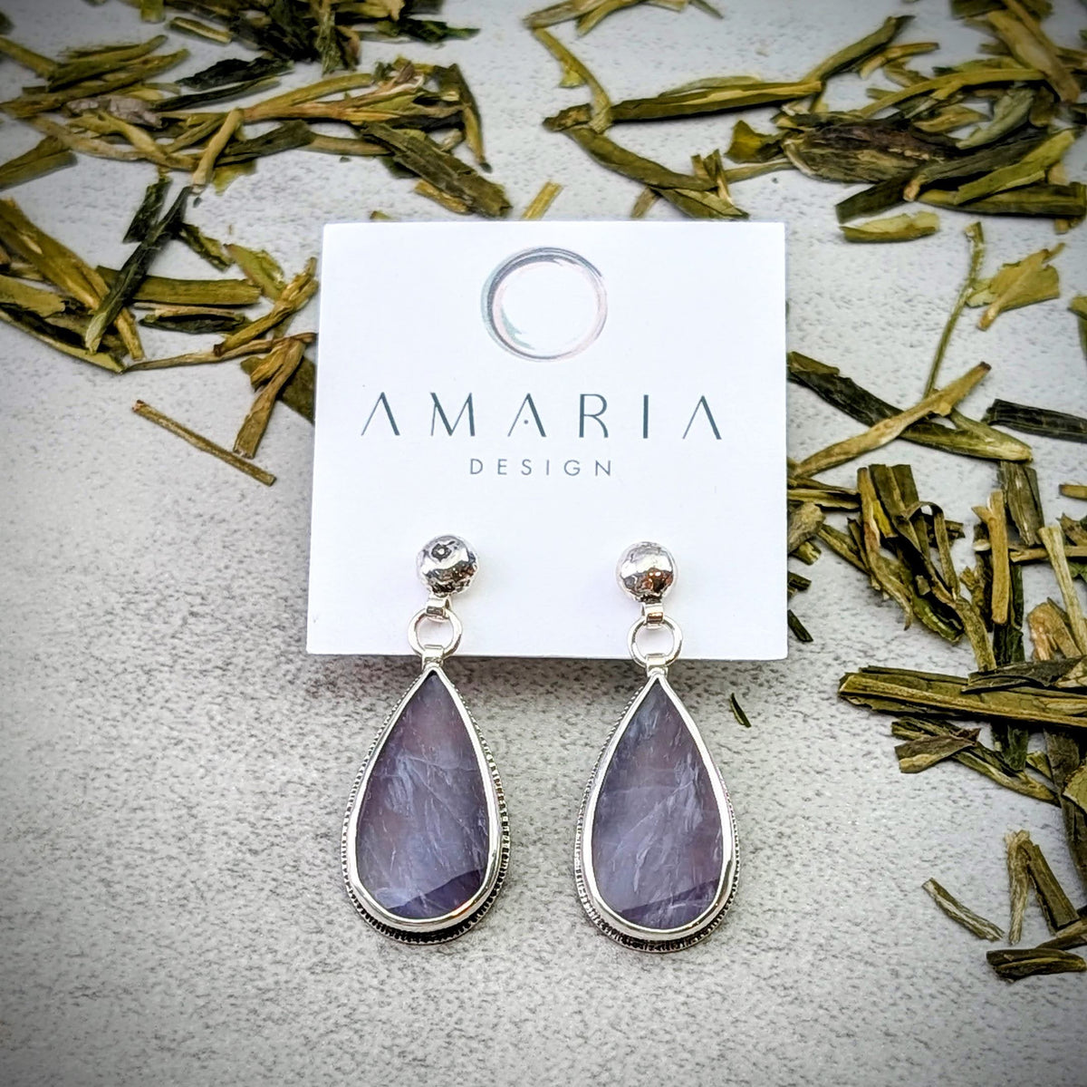 Purple Chalcedony silver earrings