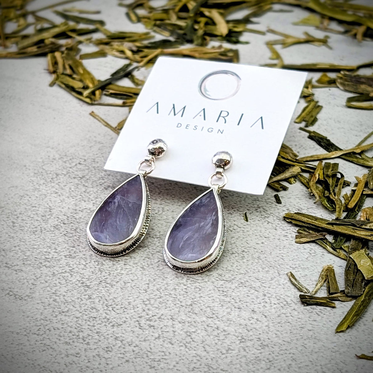 Purple Chalcedony silver earrings