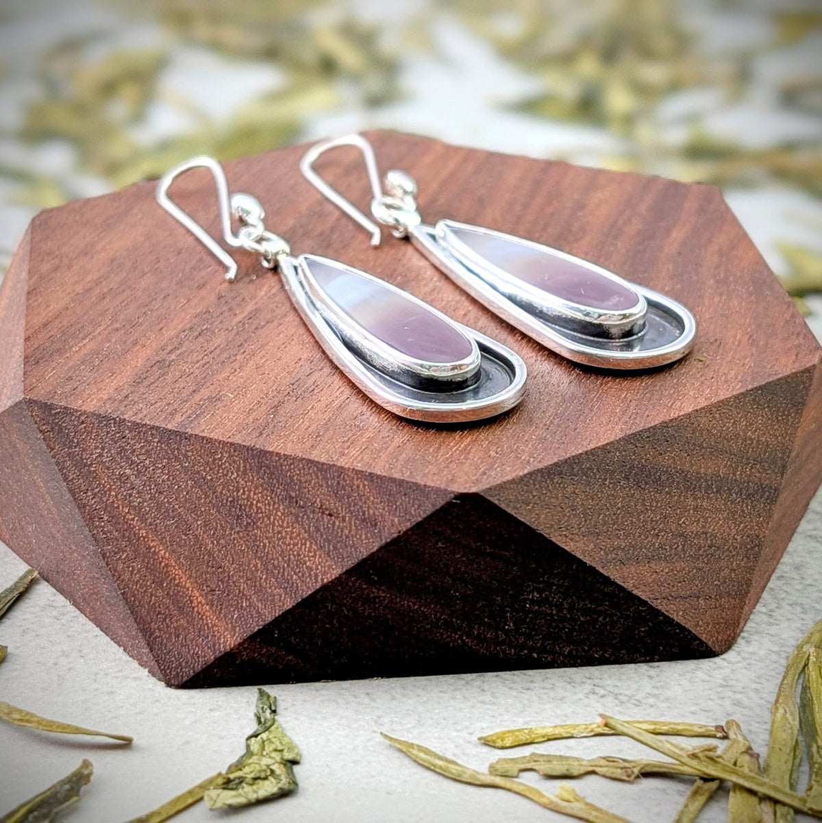 Purple Chalcedony silver earrings