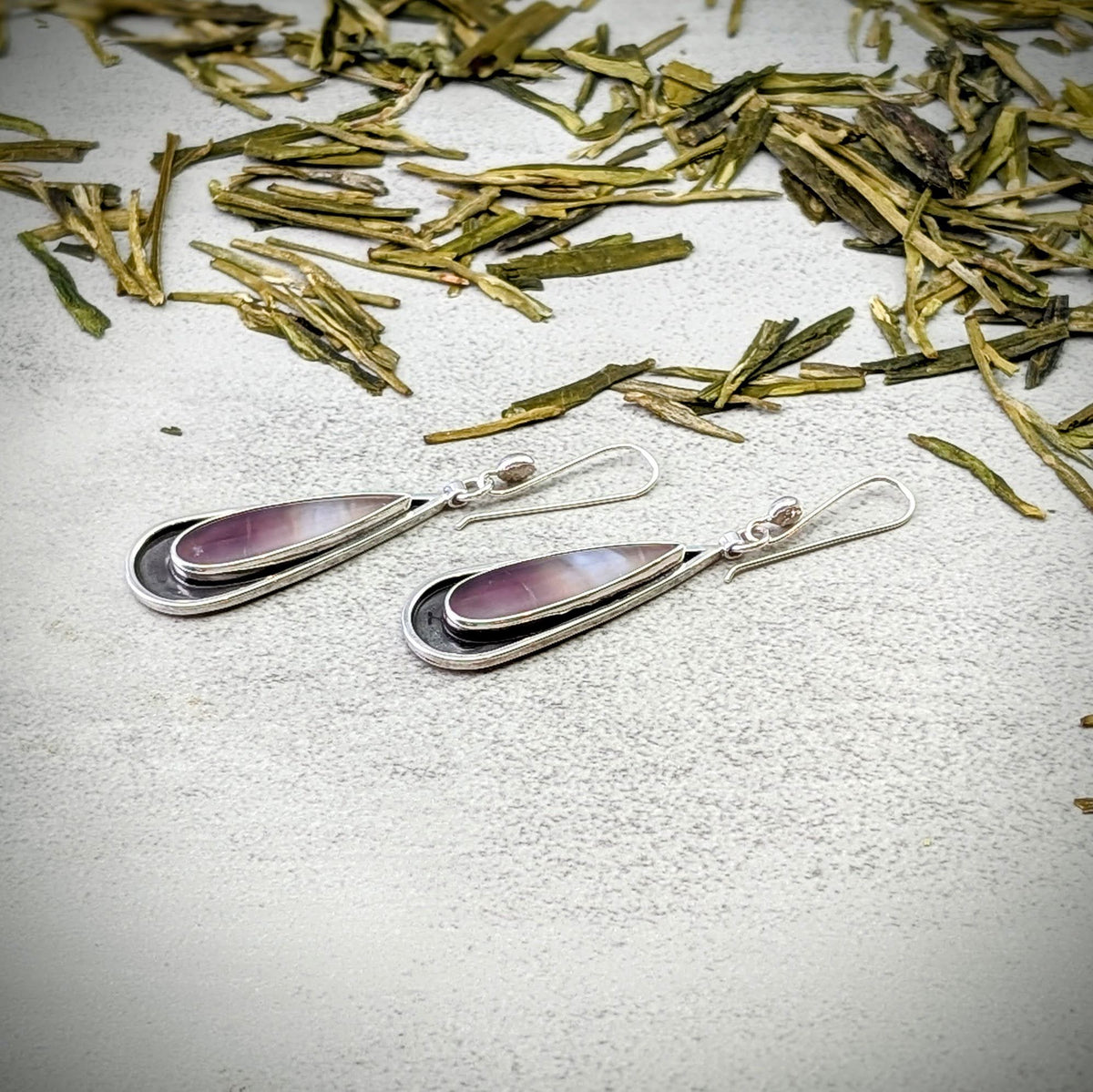 Purple Chalcedony silver earrings