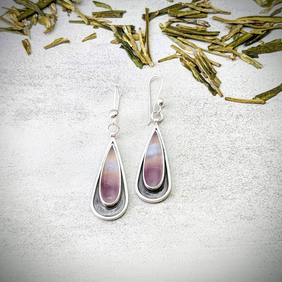 Purple Chalcedony silver earrings