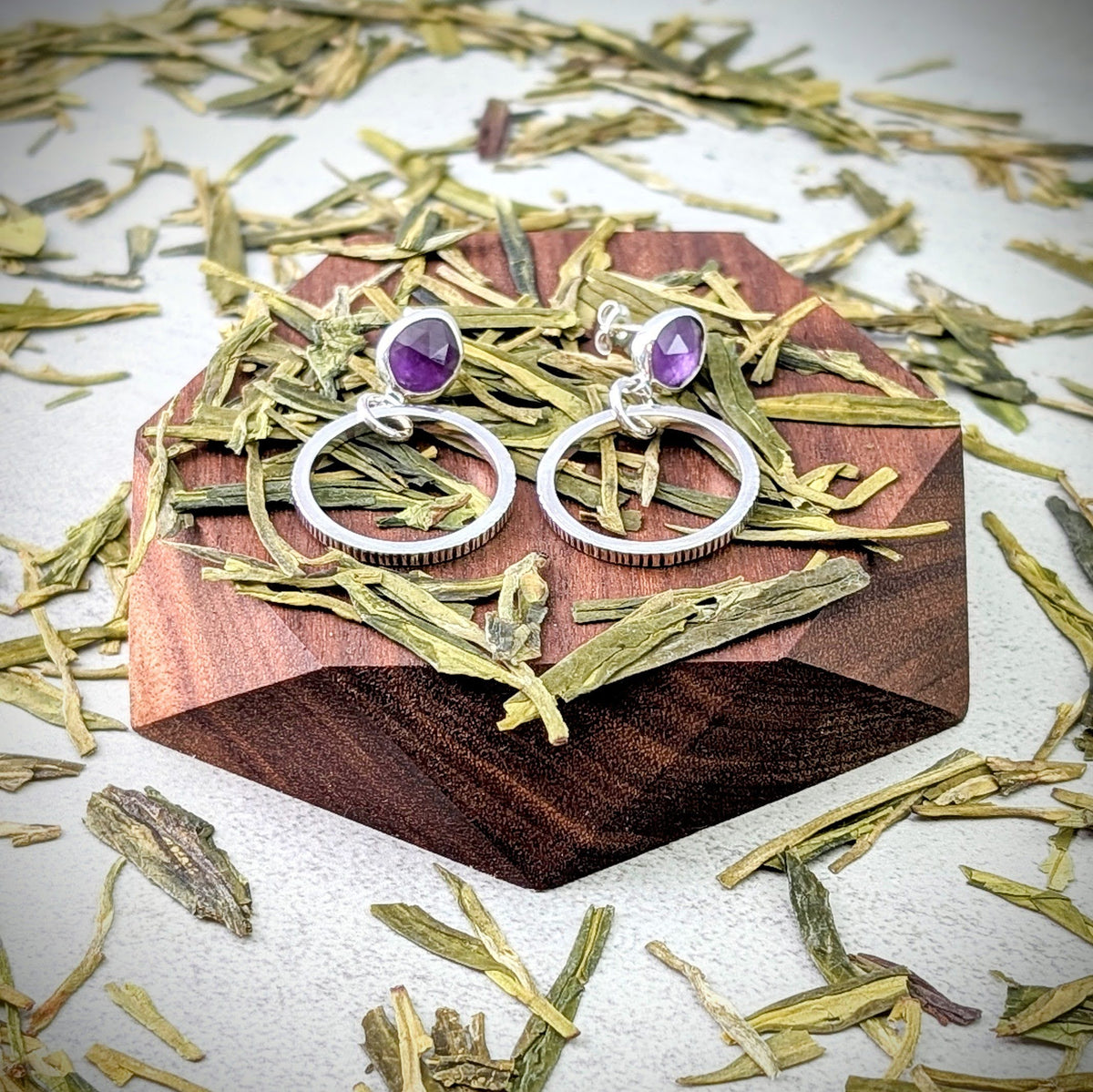 Amethyst silver earrings