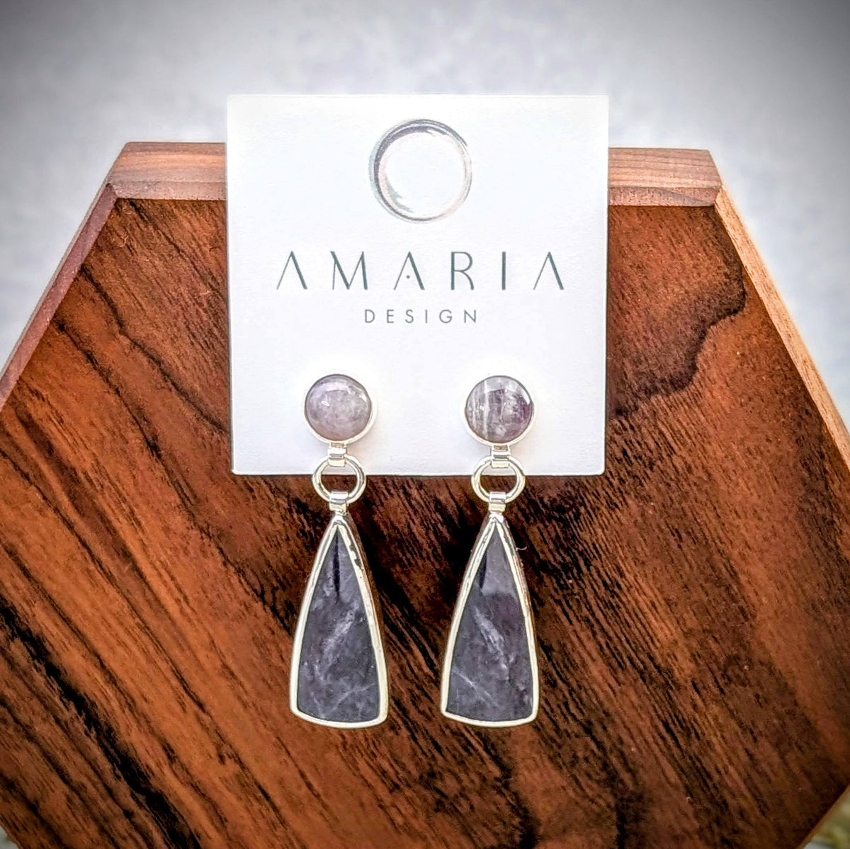 Amethyst and purple Chalcedony silver earrings