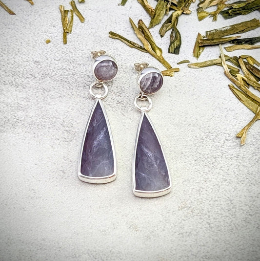 Amethyst and purple Chalcedony silver earrings