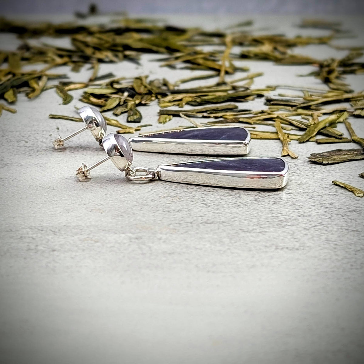 Amethyst and purple Chalcedony silver earrings