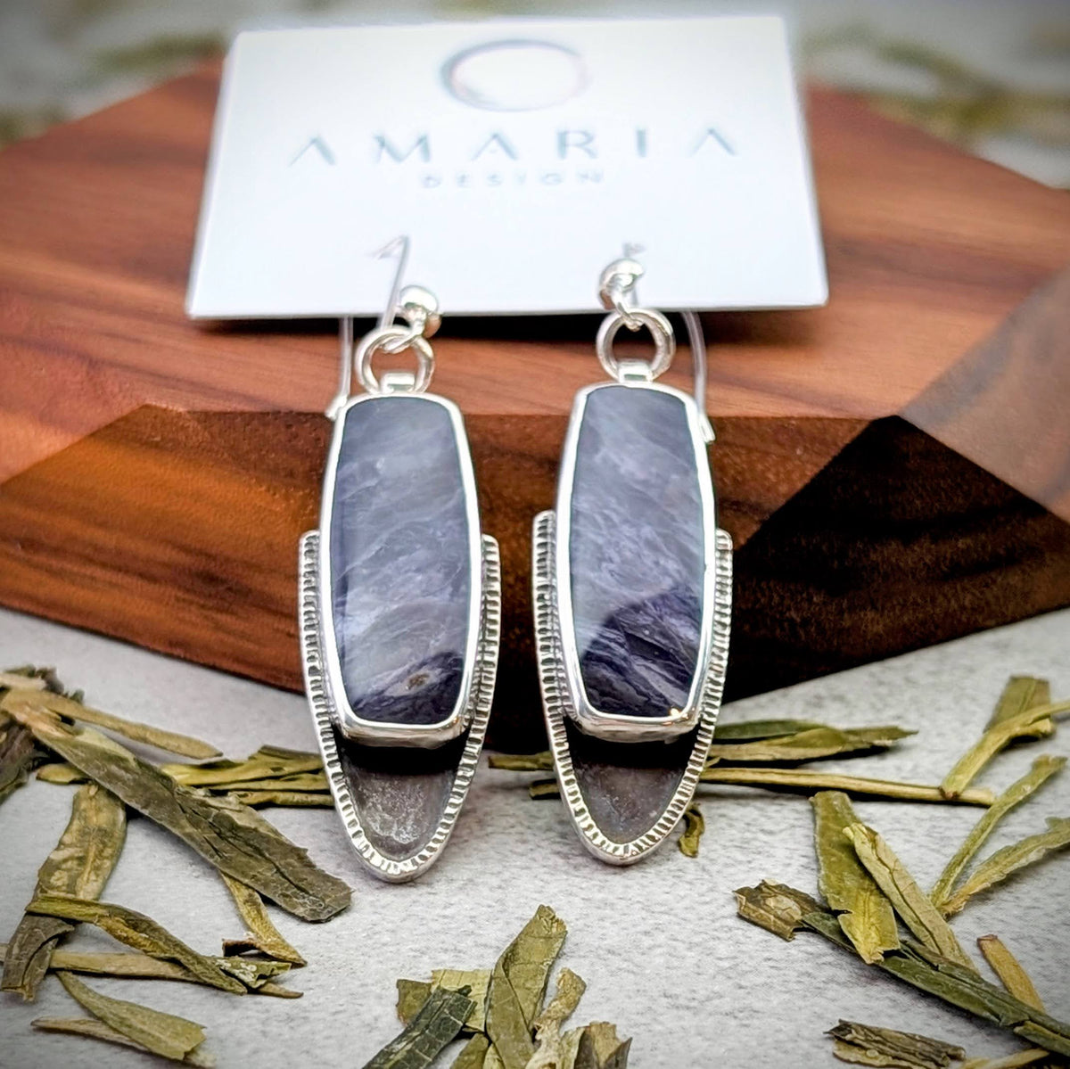 Purple Chalcedony silver earrings