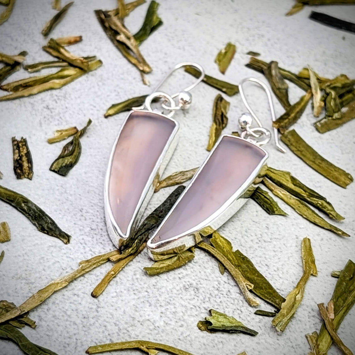 Purple Chalcedony silver earrings