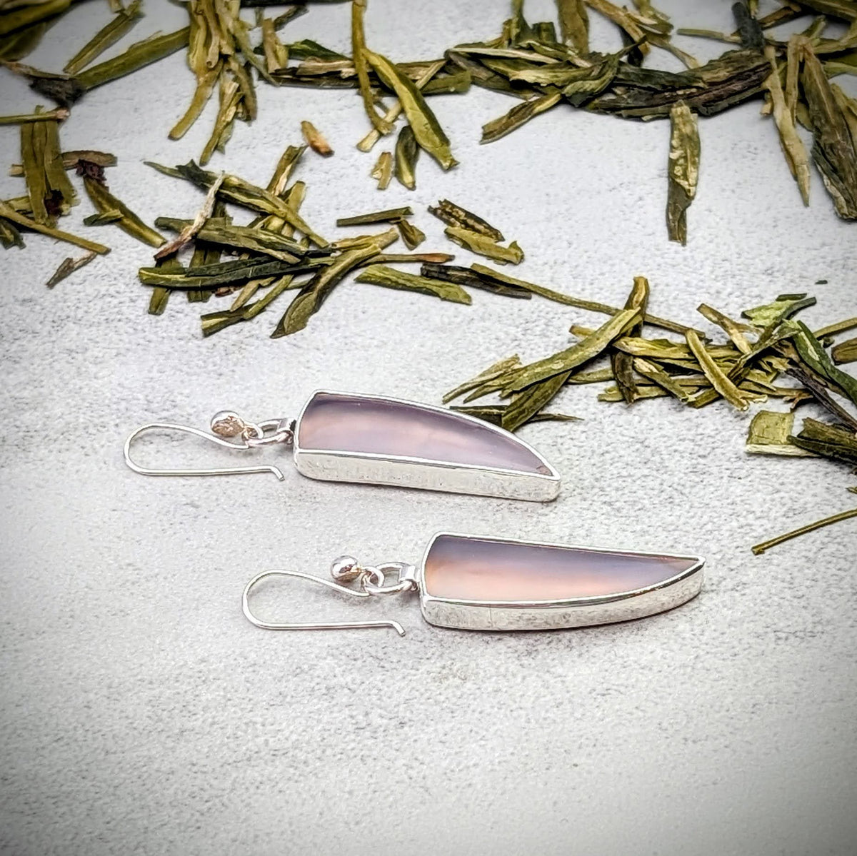 Purple Chalcedony silver earrings