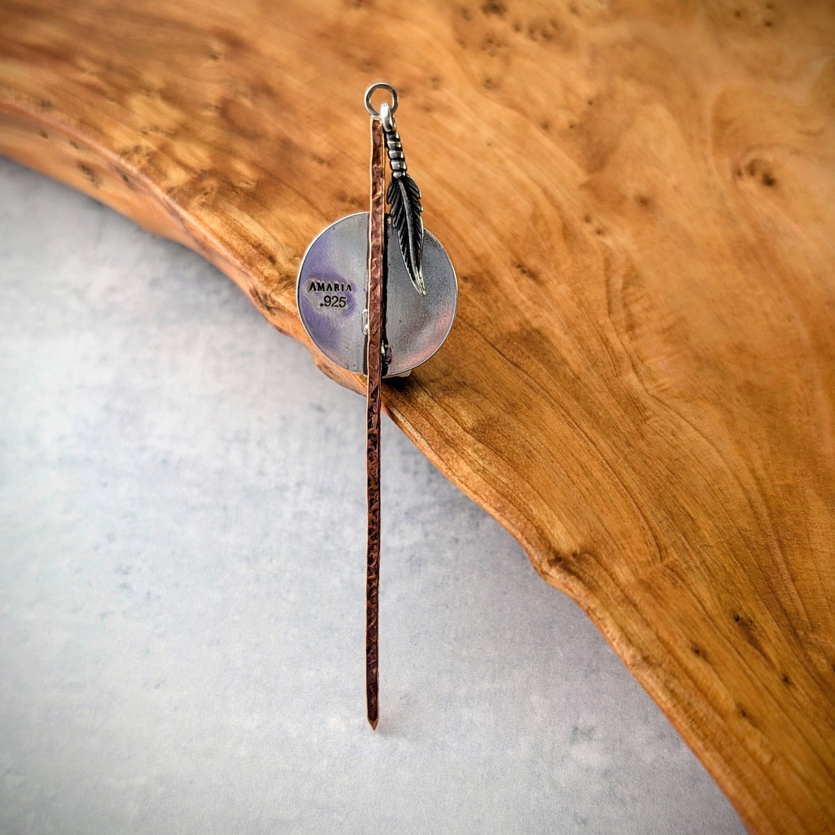 Montana Agate Hat Pick with Feather