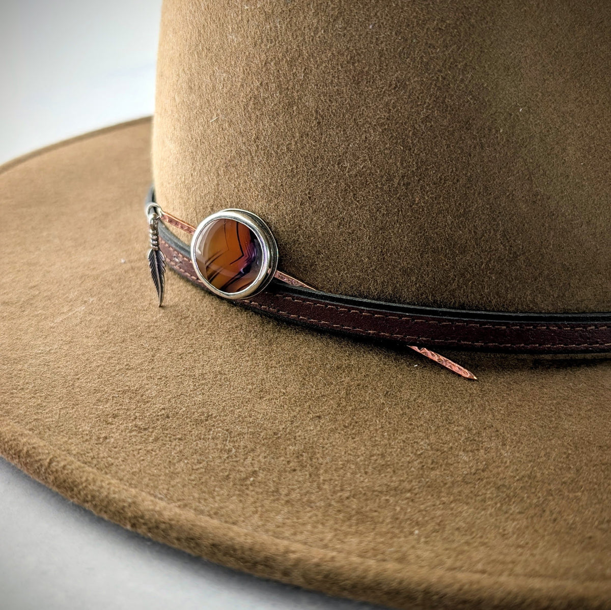 Montana Agate Hat Pick with Feather