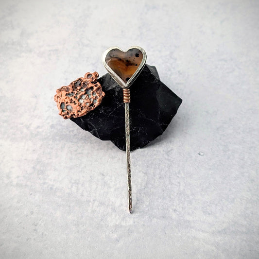 Montana Agate Heart Hat Pick
