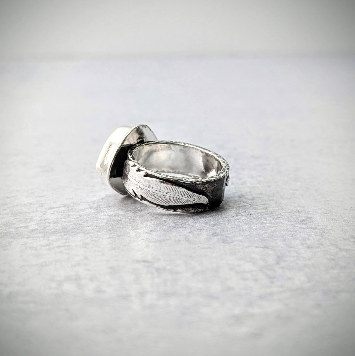Montana Agate Feather Ring