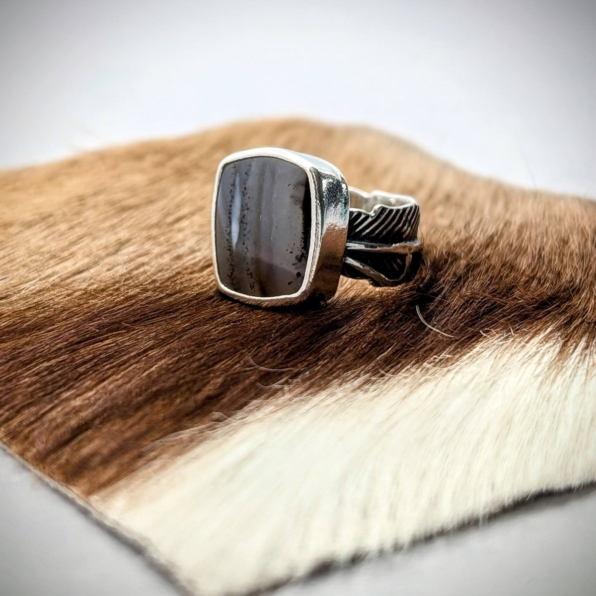 Montana Agate  Feather Ring