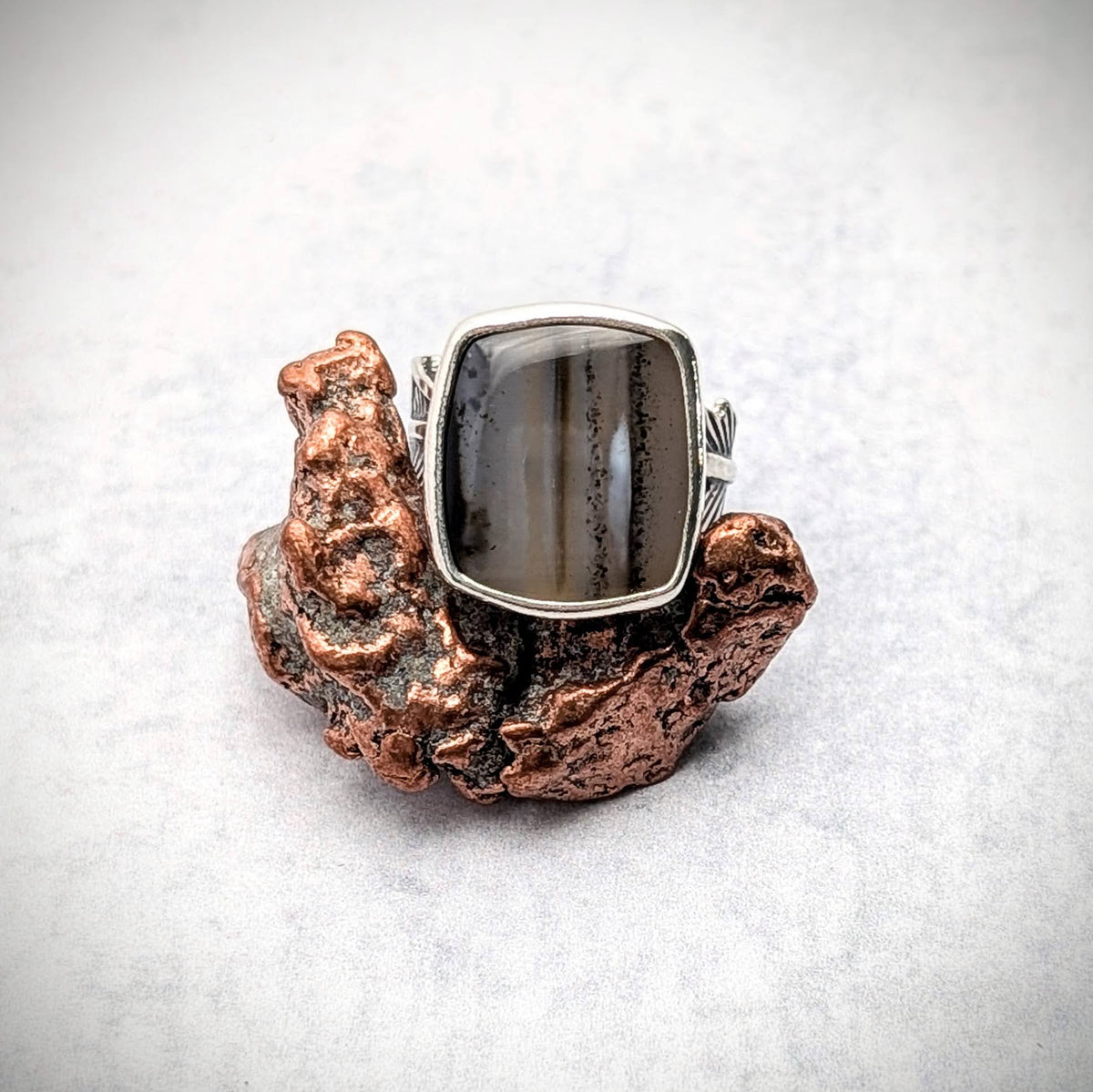 Montana Agate  Feather Ring