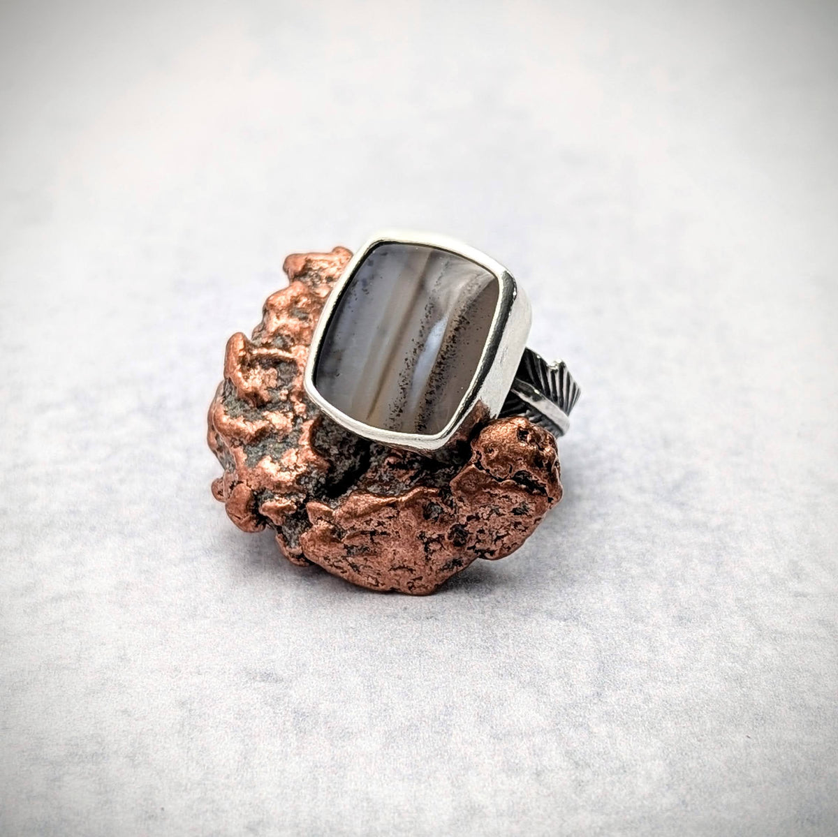 Montana Agate  Feather Ring