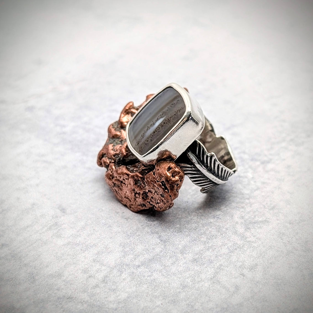 Montana Agate  Feather Ring