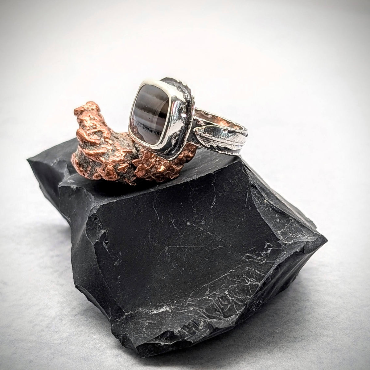 Montana Agate Feather Ring