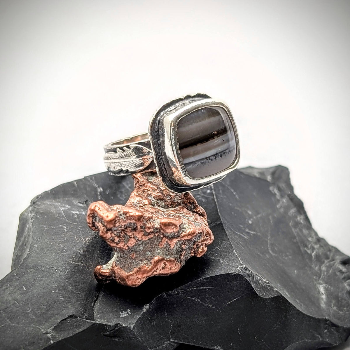 Montana Agate Feather Ring