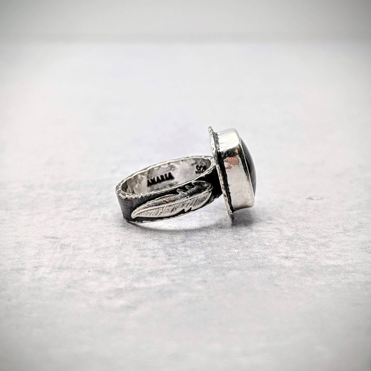 Montana Agate Feather Ring