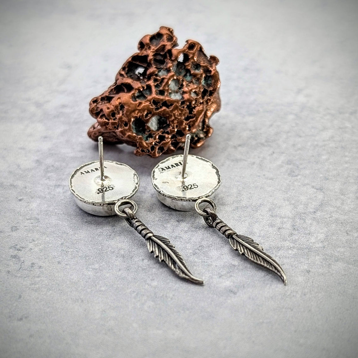 Montana Agate Earrings with Feathers