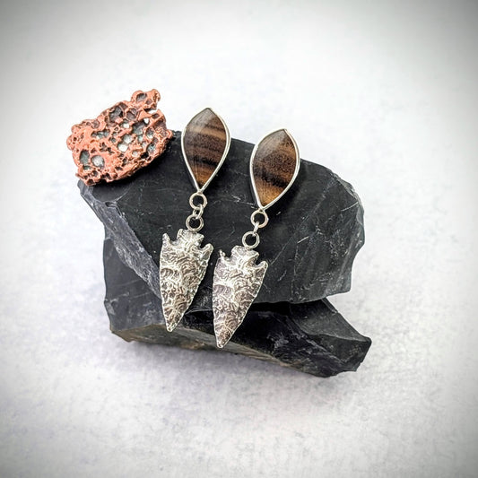 Majestic Montana Agate Arrowhead Earrings