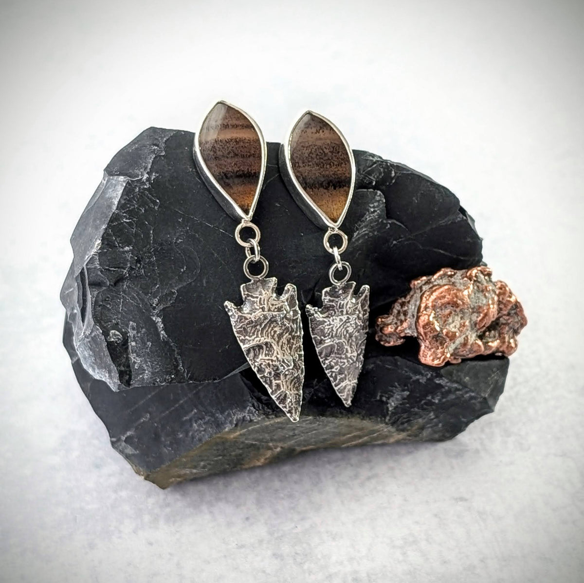 Majestic Montana Agate Arrowhead Earrings