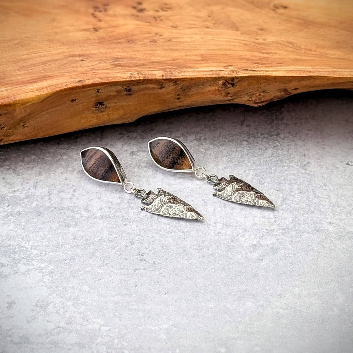 Majestic Montana Agate Arrowhead Earrings