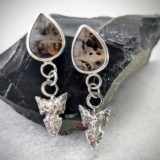 Grand Montana Agate Arrowhead Earrings