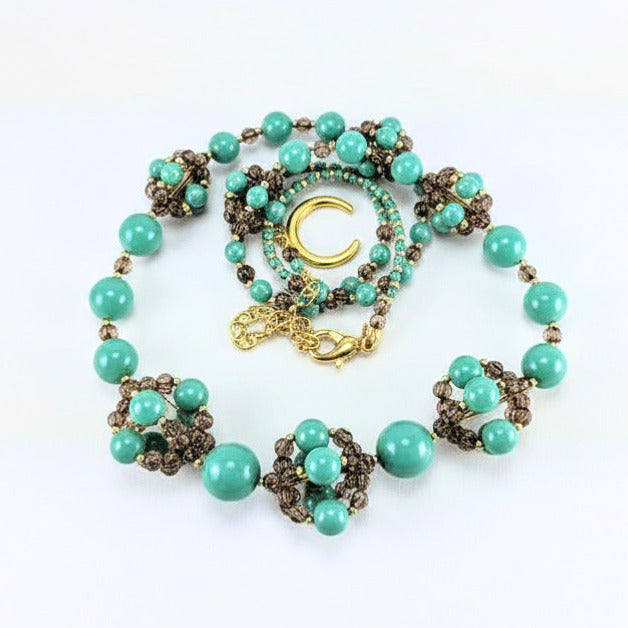Jade crystal pearl necklace