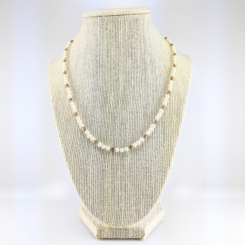 Ivory crystal pearl necklace