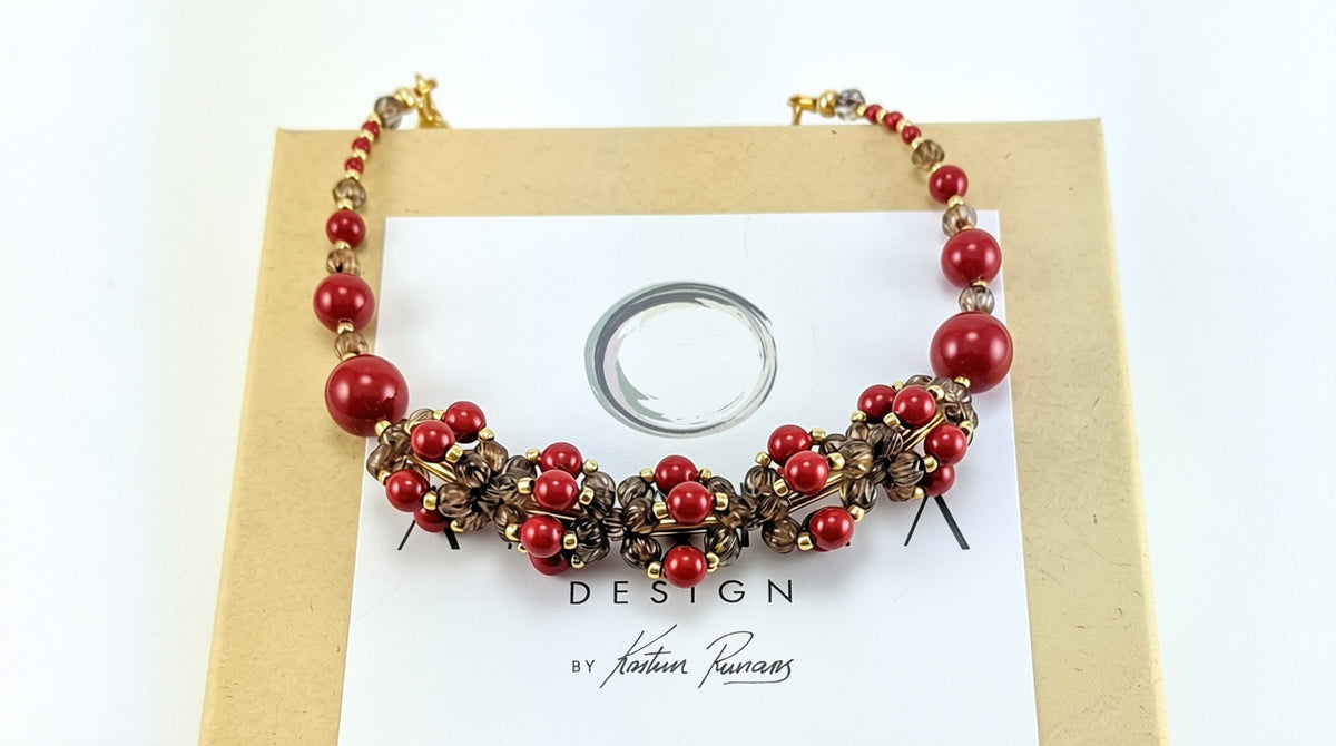 Red crystal pearl bracelet