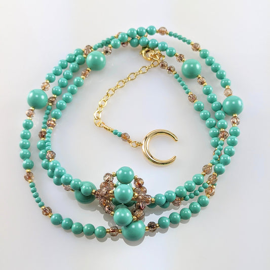 Jade crystal pearl necklace